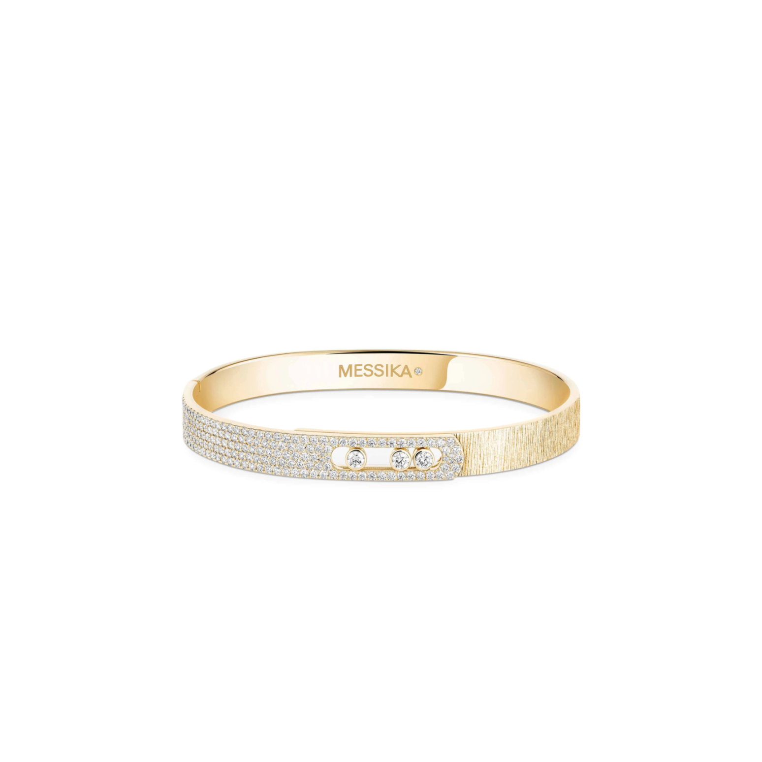 Mes1kaa move noa ciselÉ half pavÉ bangle yellow gold d1am0nd bracelet 14501-yg